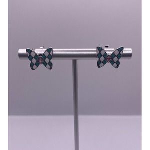 Butterfly Sterling Silver Plaid Wings Earrings